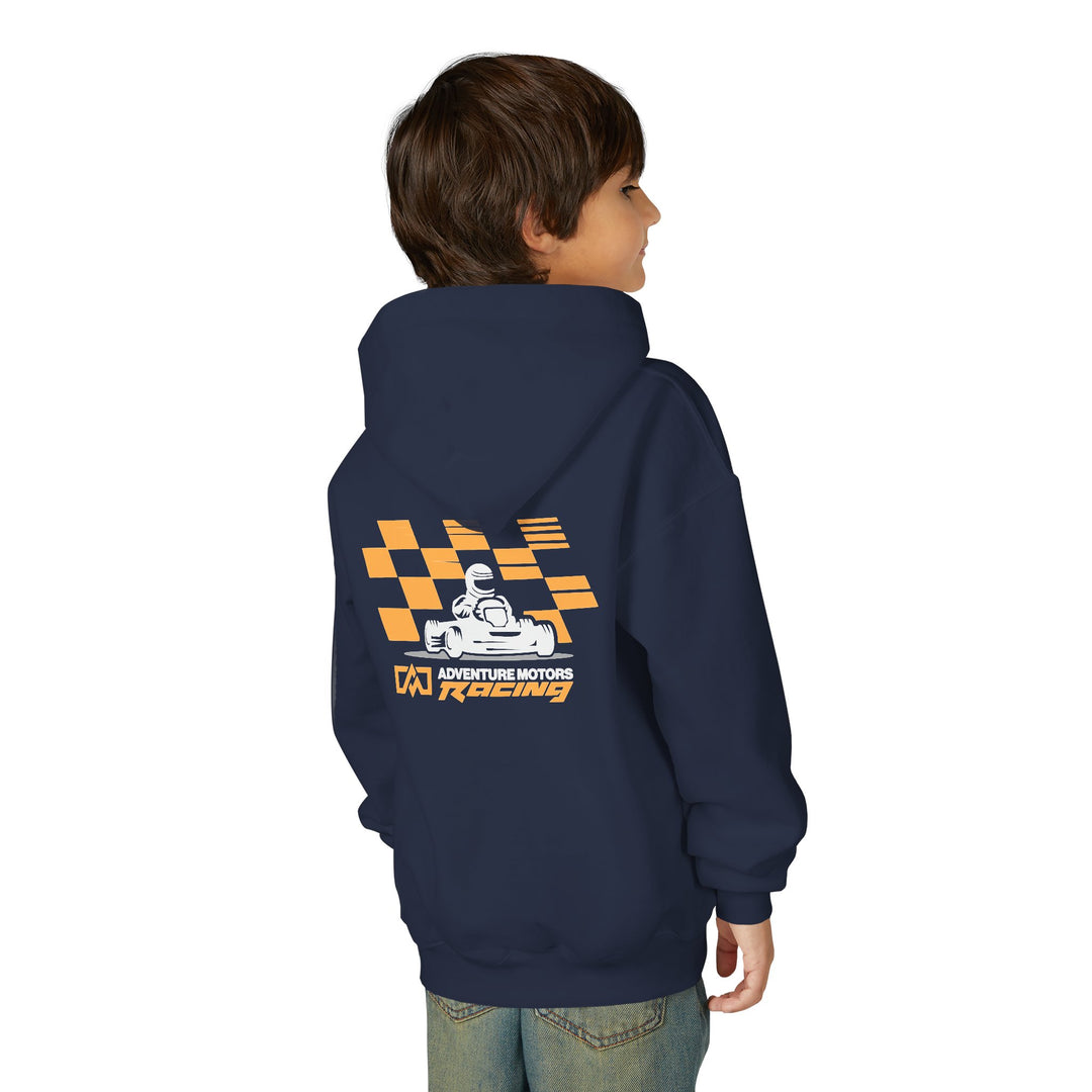Youth Racing Hoodie with Checkered Finish Back