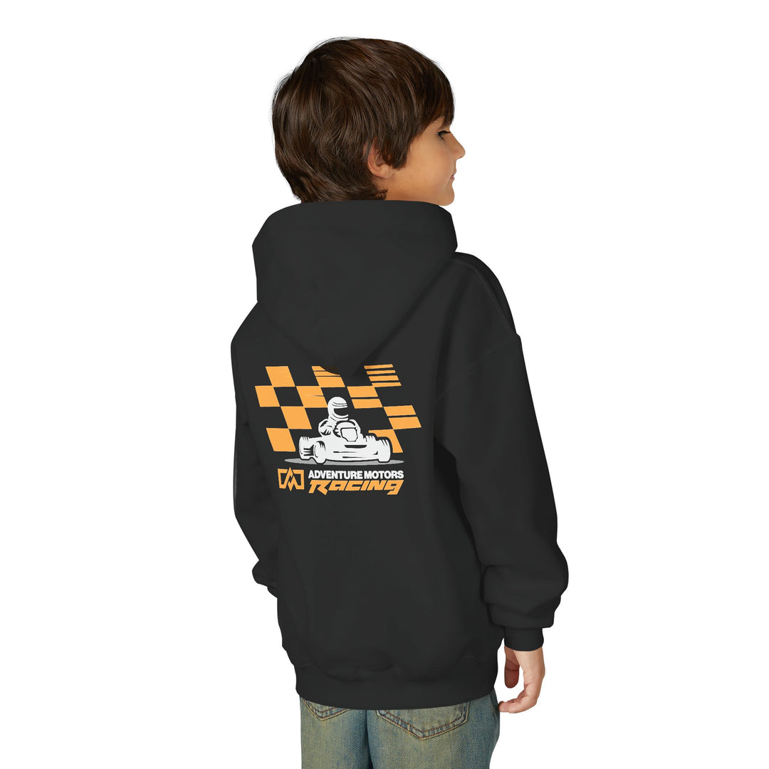Youth Racing Hoodie with Checkered Finish Back