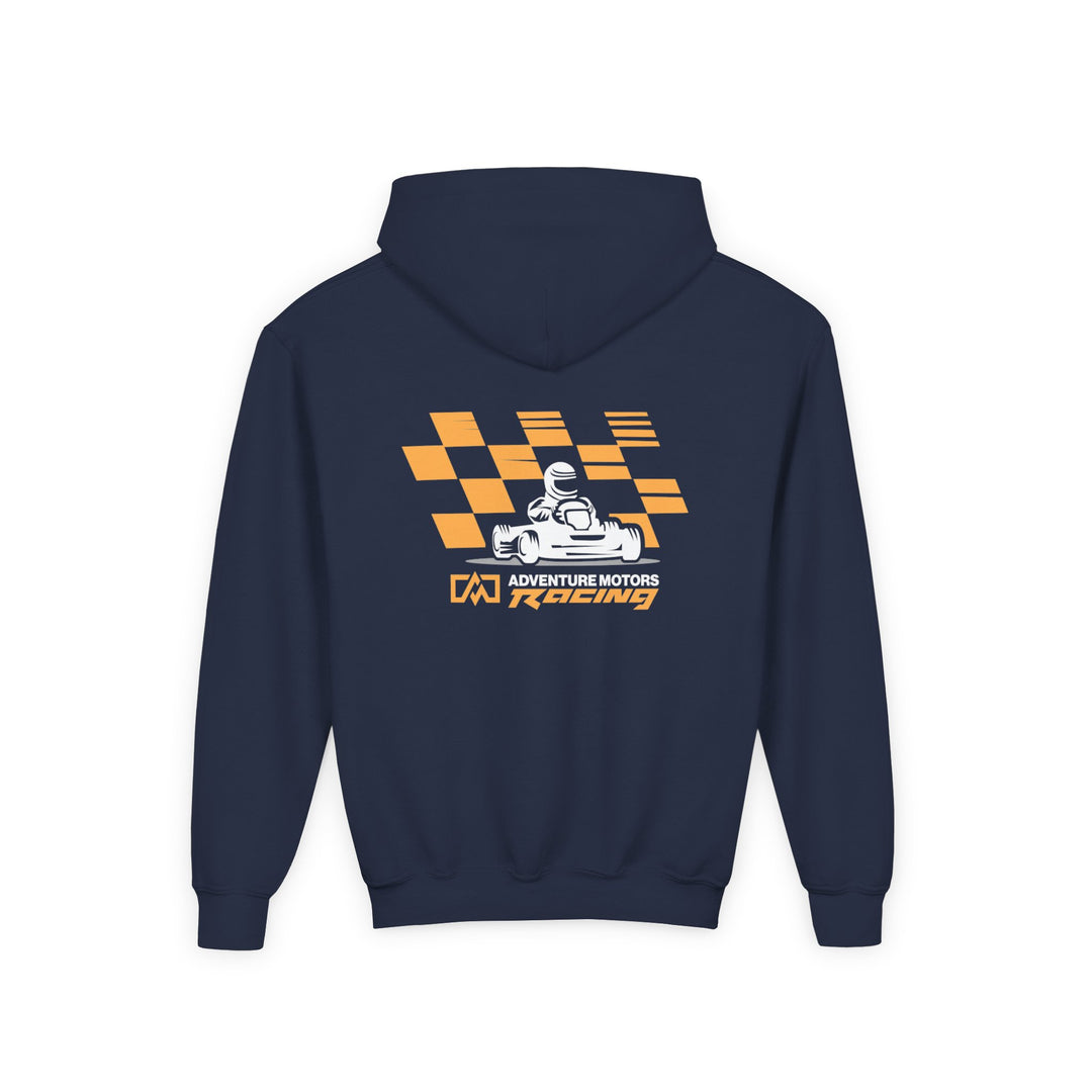 Youth Racing Hoodie with Checkered Finish Back