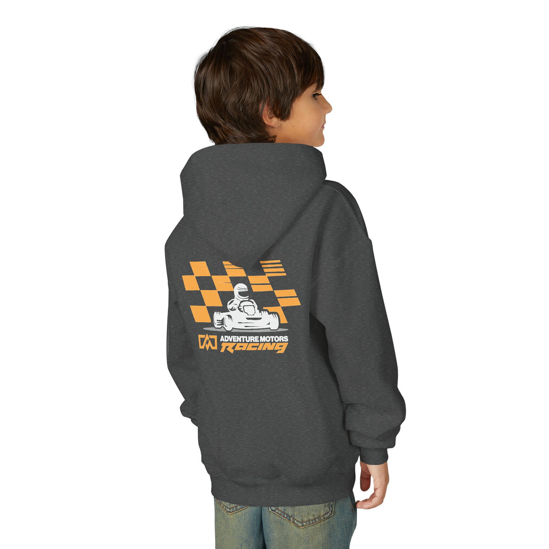 Youth Racing Hoodie with Checkered Finish Back
